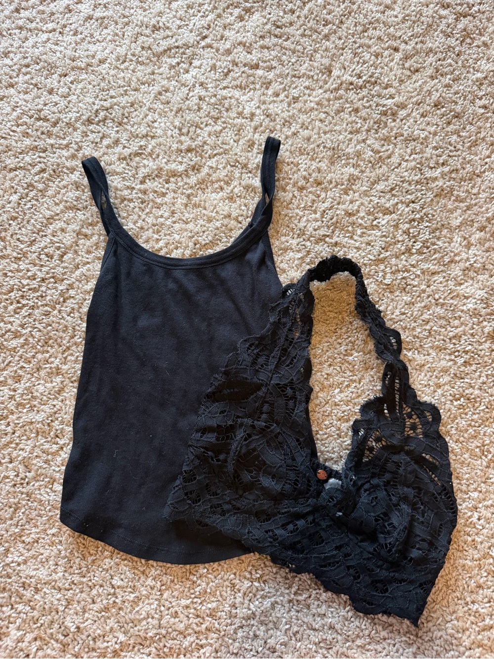 Free people bundle Black Lace Bralette and Black Tank Top Set